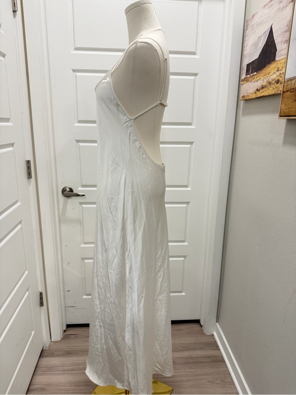 🔥Zara Elegant White Satin Backless Slip Maxi Dress - Picture 3 of 8